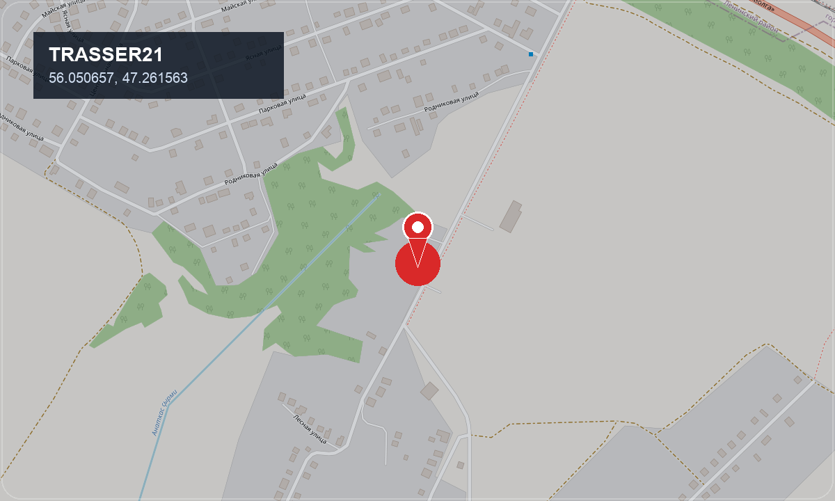 Статичная карта с точкой сервиса СТО Трассер по координатам 56.050657, 47.261563
